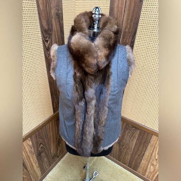 MICHAEL KORS DESIGNER RUSSIAN SABLE & CASHMERE LINING FUR VEST JACKET COAT SMALL - Picture 7 of 11